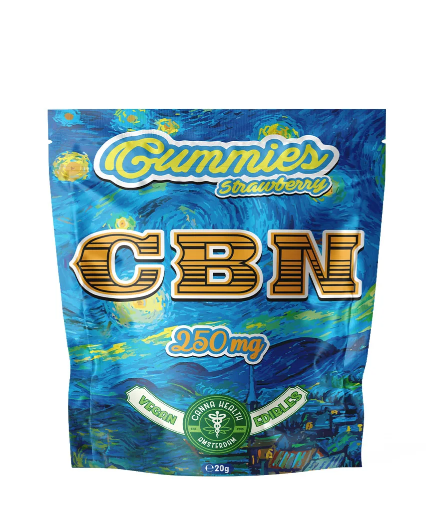 VEGAN CBN CBD GUMMY: Strawberry 200 mg CBN - 50 mg CBD