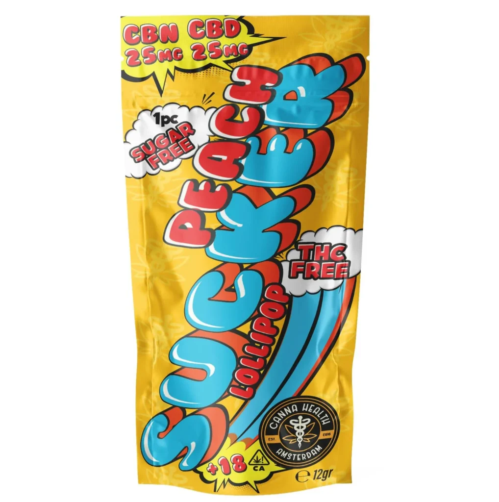 cbn cbd Lollipop - peach 25mg - Canna Health Amsterdam