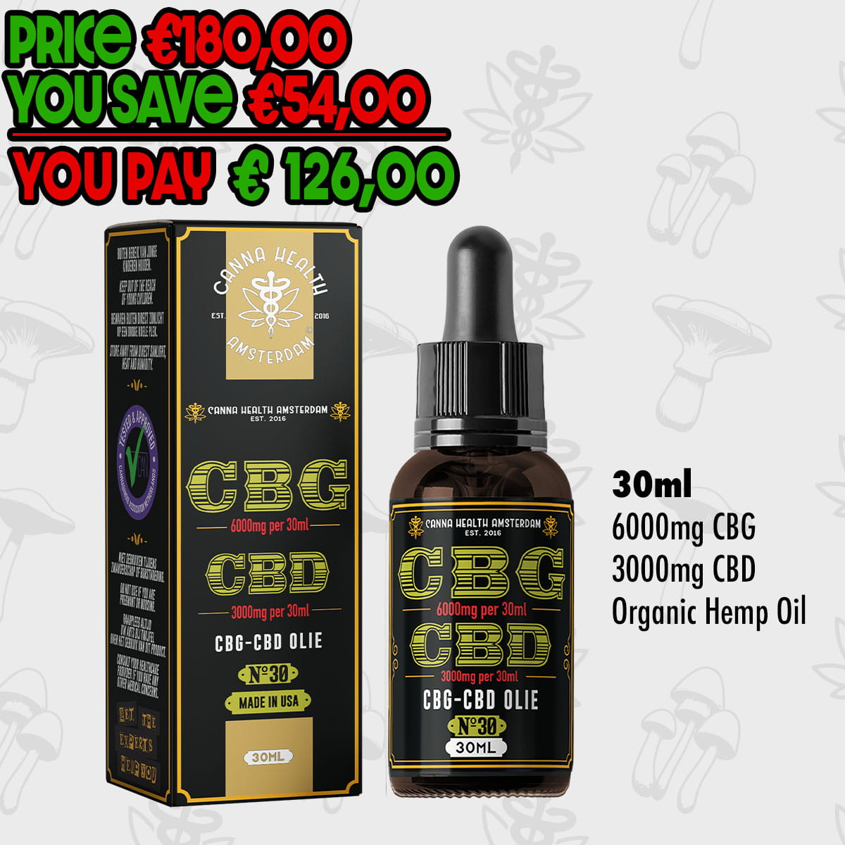 bundles-10 No. 30 CBG-CBD Oil - CBG 6000 mg, CBD 3000 mg - Image 1