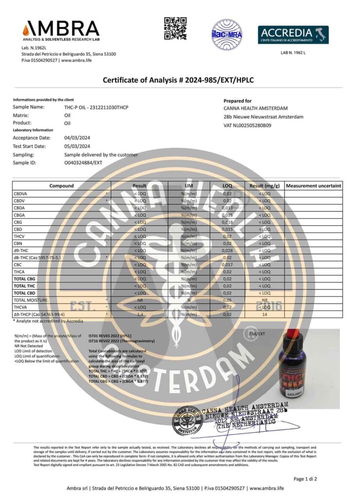 THCp Pure Oil - COA