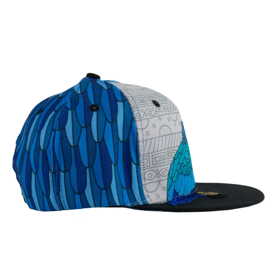 Blue Gold Macaw Feathers Snapback Hat - Image 3